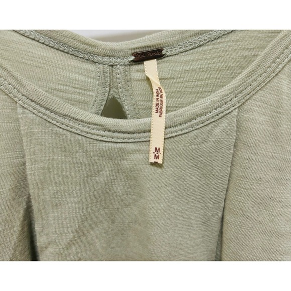 Free People Toosaloosa Green Embroidered Eyelet Keyhole Back‎ Tank Top Size M - Picture 3 of 4